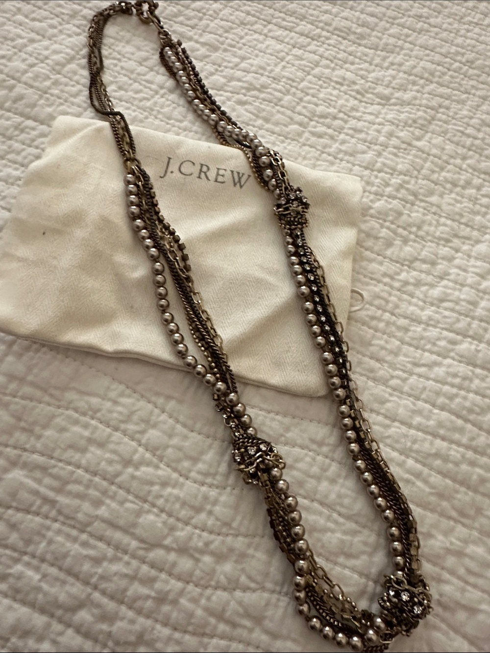 J. Crew Gunmetal and Pearl Multi-Strand Statement Necklace